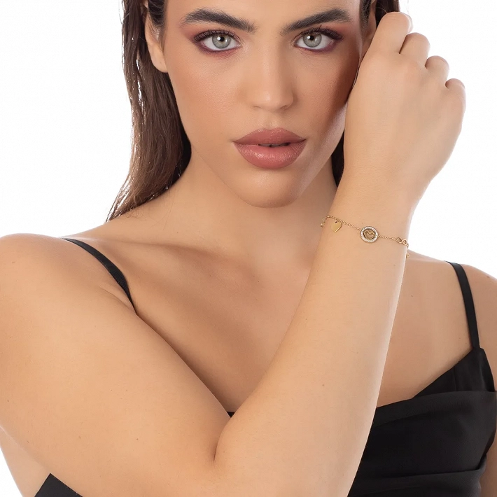 Oxzen ατσάλινο βραχιόλι με καρδιά και κρεμαστά στοιχεία