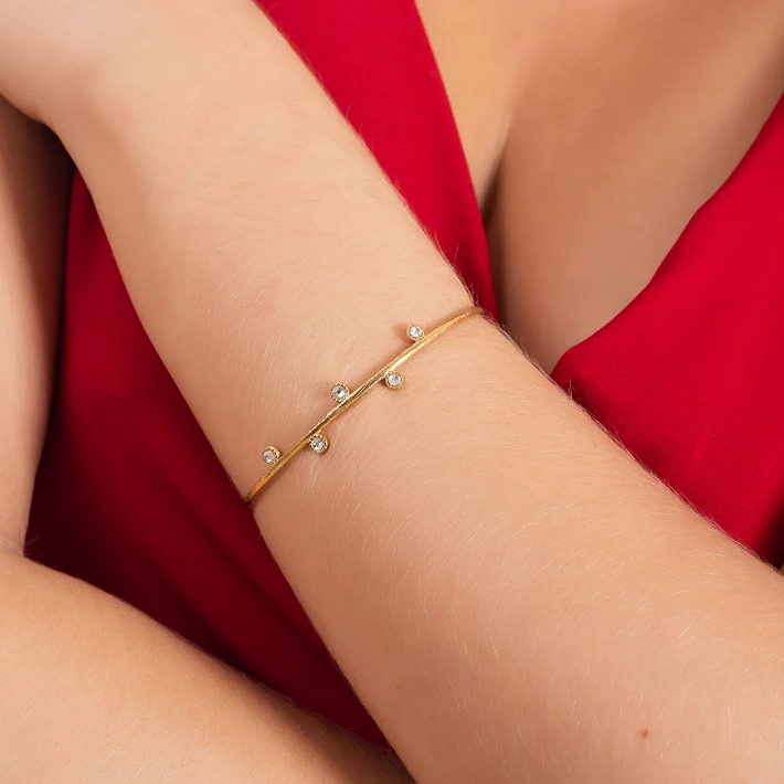 Oxzen ατσάλινο βραχιόλι σταθερό με λευκά ζιργκόν