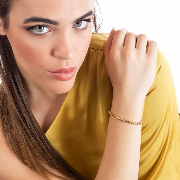 Oxzen ατσάλινο βραχιόλι ελαστικό με κύβους