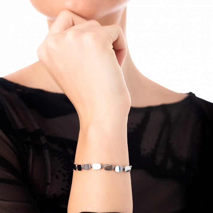 Oxzen ατσάλινο βραχιόλι με τετράγωνα στοιχεία