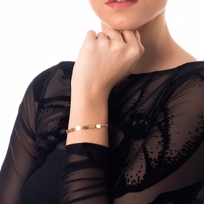 Oxzen ατσάλινο βραχιόλι με τετράγωνα στοιχεία