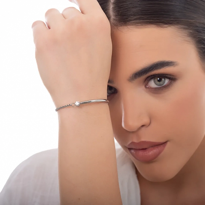 Oxzen γυναικείο βραχιόλι ατσάλινο σταθερό με αλυσίδα