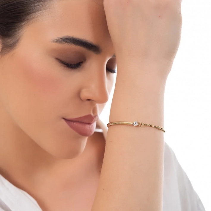 Oxzen γυναικείο βραχιόλι ατσάλινο σταθερό με αλυσίδα