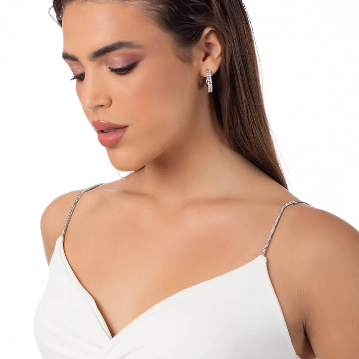 Oxzen σκουλαρίκια κρίκοι ατσάλινα 20mm με ζιργκόν