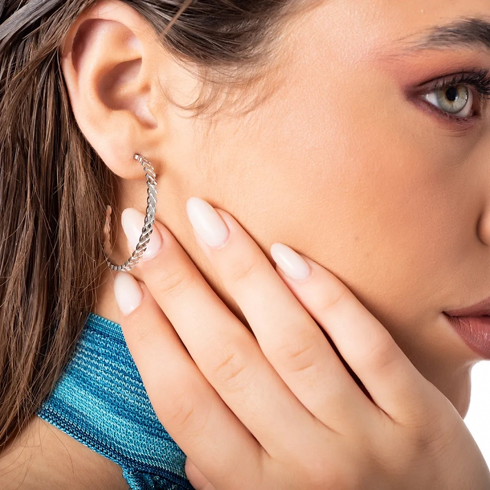 Oxzen σκουλαρίκια κρίκοι ατσάλινοι διαμανταρισμένοι