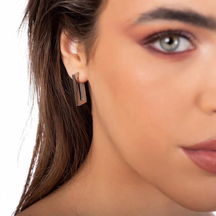 Oxzen σκουλαρίκια κρίκοι ατσάλινοι τετραγωνισμένοι