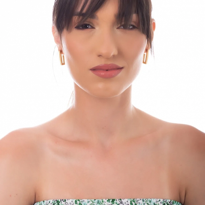 Oxzen σκουλαρίκια κρίκοι ατσάλινοι τετραγωνισμένοι