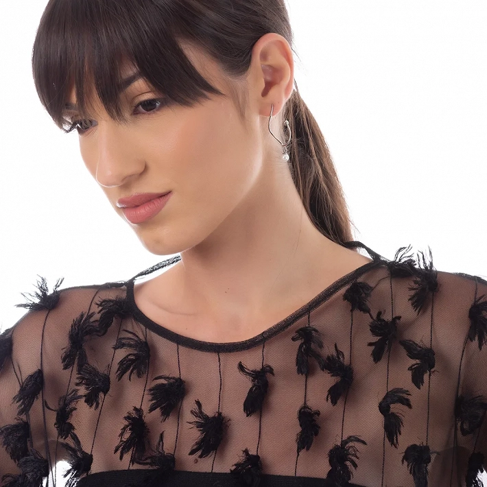 Oxzen σκουλαρίκια κρεμαστά ατσάλινα με πέρλα