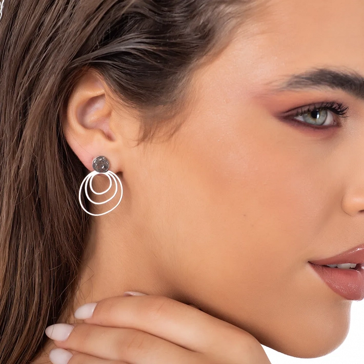 Oxzen σκουλαρίκια κρεμαστά ατσάλινα με ακανόνιστους κύκλους