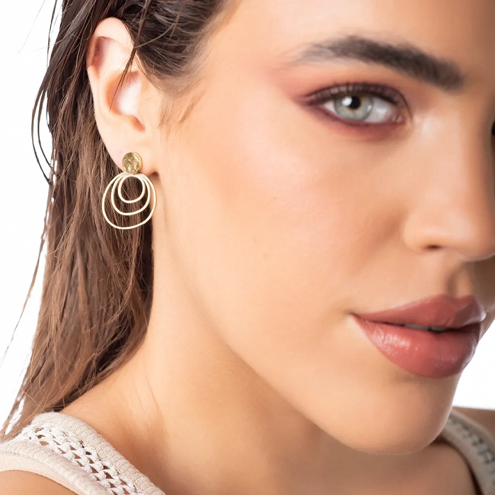 Oxzen σκουλαρίκια κρεμαστά ατσάλινα με ακανόνιστους κύκλους