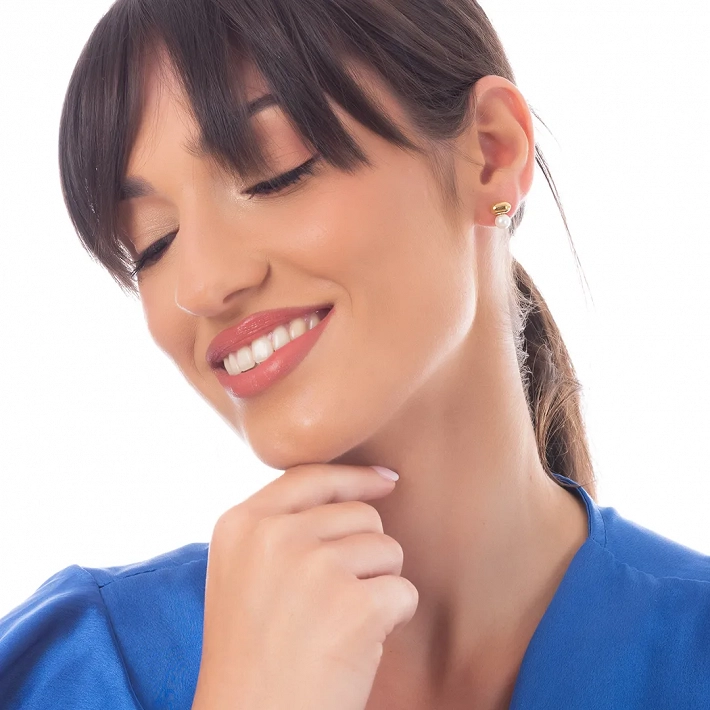 Oxzen σκουλαρίκια καρφωτά ατσάλινα με πέρλα