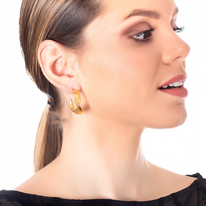 Oxzen σκουλαρίκια κρίκοι ατσάλινοι οβάλ