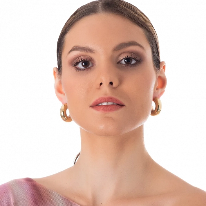 Oxzen σκουλαρίκια κρίκοι ατσάλινοι φαρδιοί