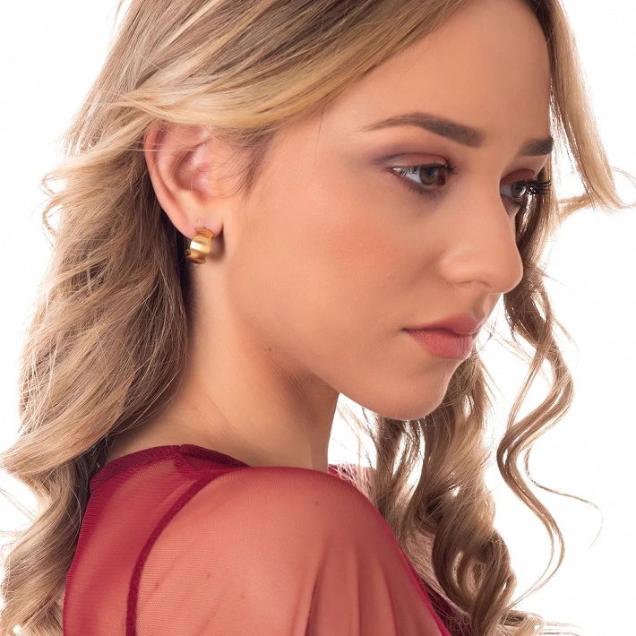 Oxzen σκουλαρίκια κρίκοι ατσάλινοι ματ 15mm