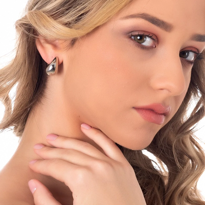 Oxzen σκουλαρίκια κρίκοι ατσάλινοι Chunky Drops 20mm