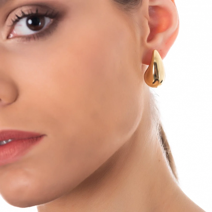 Oxzen σκουλαρίκια κρίκοι ατσάλινοι Chunky Drops 25mm