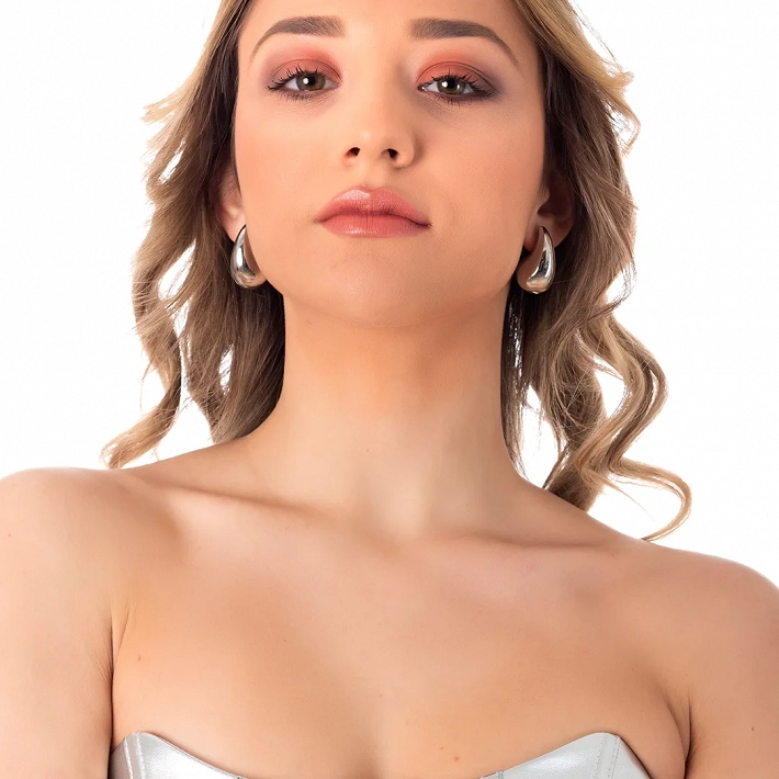 Oxzen σκουλαρίκια κρίκοι ατσάλινοι Chunky Drops 30mm