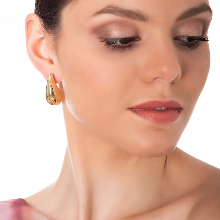 Oxzen σκουλαρίκια κρίκοι ατσάλινοι Chunky Drops 30mm