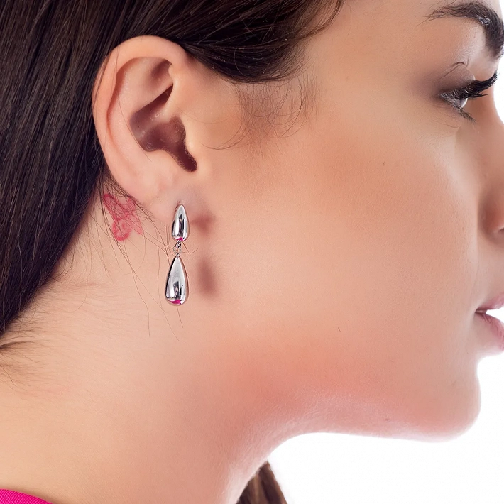 Oxzen σκουλαρίκια κρεμαστά ατσάλινα διπλή σταγόνα