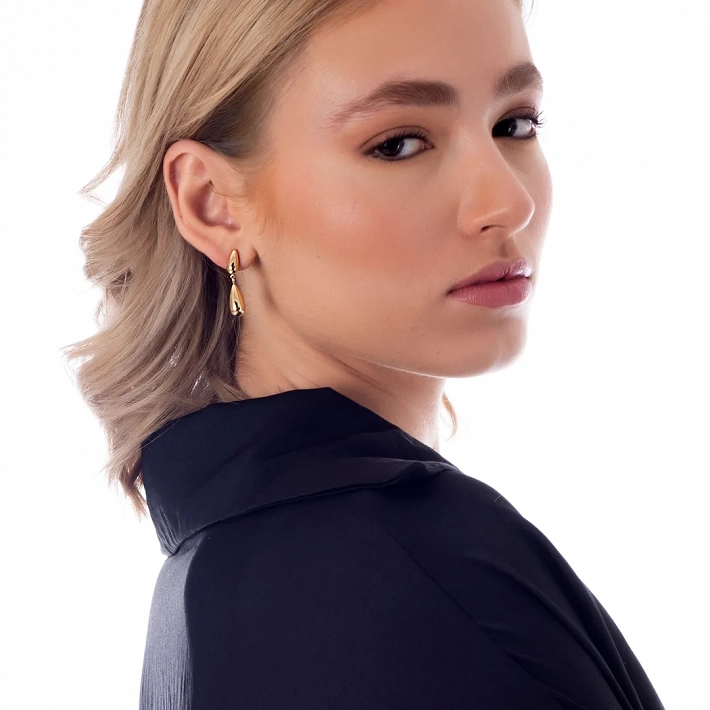 Oxzen σκουλαρίκια κρεμαστά ατσάλινα διπλή σταγόνα