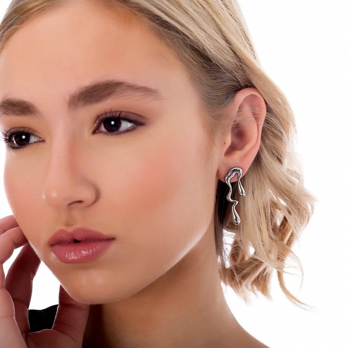 Oxzen σκουλαρίκια κρεμαστά ατσάλινα Vintage Drops