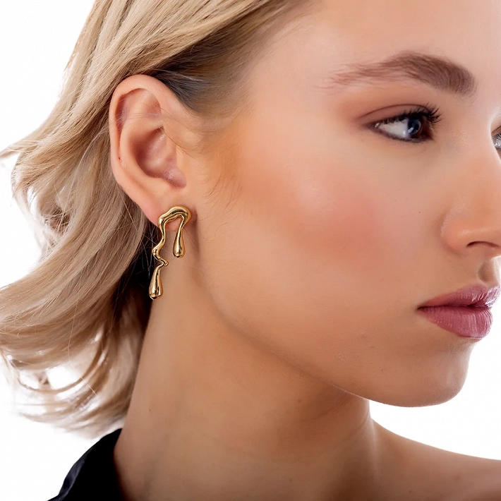 Oxzen σκουλαρίκια κρεμαστά ατσάλινα Vintage Drops