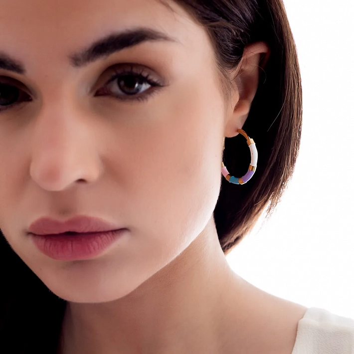 Oxzen σκουλαρίκια κρίκοι ατσάλινοι με σμάλτο χρωματιστό
