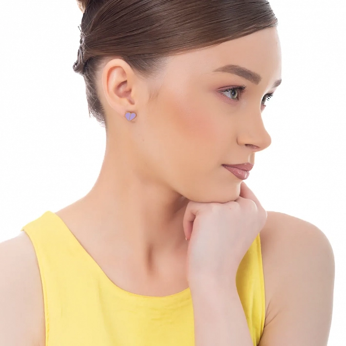 Oxzen γυναικείο σκουλαρίκι ατσάλινο καρφωτό καρδούλα με σμάλτο