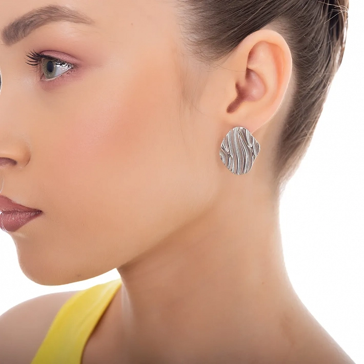 Oxzen γυναικείο σκουλαρίκι ατσάλινο χειροποίητο