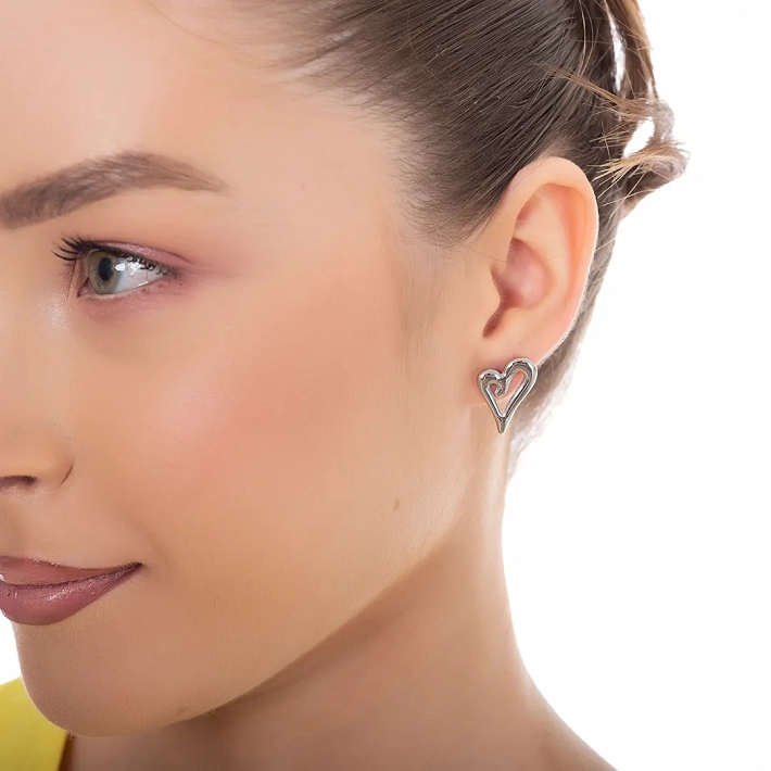 Oxzen γυναικείο σκουλαρίκι ατσάλινο καρδούλα