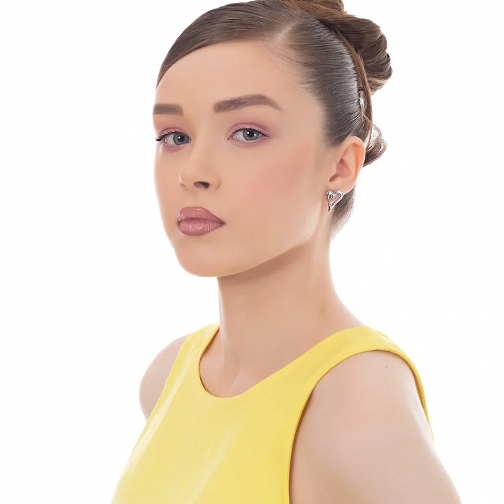 Oxzen γυναικείο σκουλαρίκι ατσάλινο καρδούλα