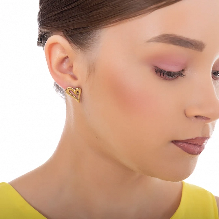 Oxzen γυναικείο σκουλαρίκι ατσάλινο καρδούλα