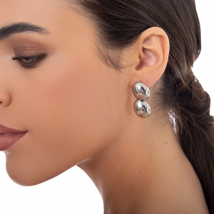 Oxzen γυναικείο σκουλαρίκι ατσάλινο μακρύ με ιδιαίτερο σχέδιο