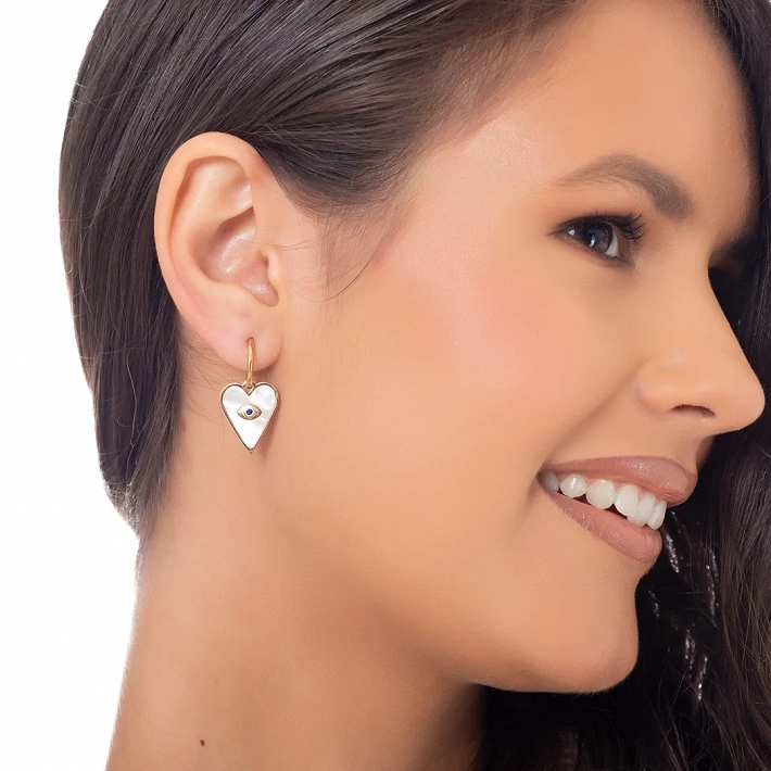 Oxzen σκουλαρίκι ατσάλινο κρίκος με σμάλτο καρδιά