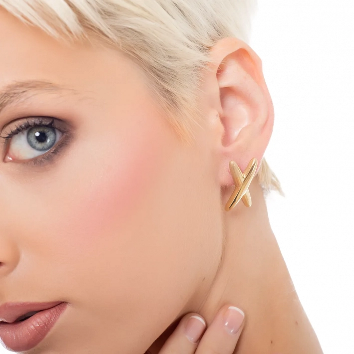 Oxzen ατσάλινο σκουλαρίκι σε σχήμα Χ