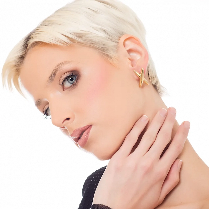 Oxzen ατσάλινο σκουλαρίκι σε σχήμα Χ