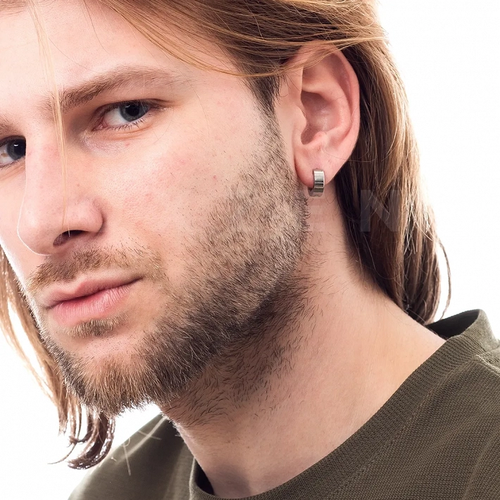 Σκουλαρίκι ανδρικό από ανοξείδωτο ατσάλι κρικάκι (5 x 10)mm