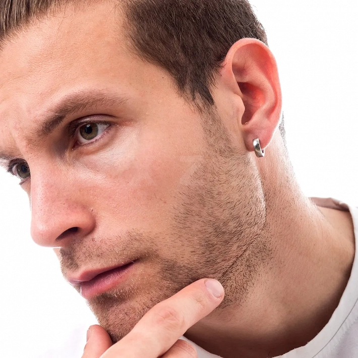 Σκουλαρίκι ανδρικό από ανοξείδωτο ατσάλι κρικάκι fake 10mm