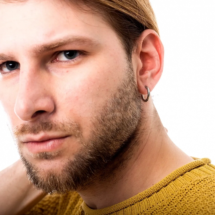 Σκουλαρίκι ανδρικό από ανοξείδωτο ατσάλι κρικάκι (2.5 x 10)mm