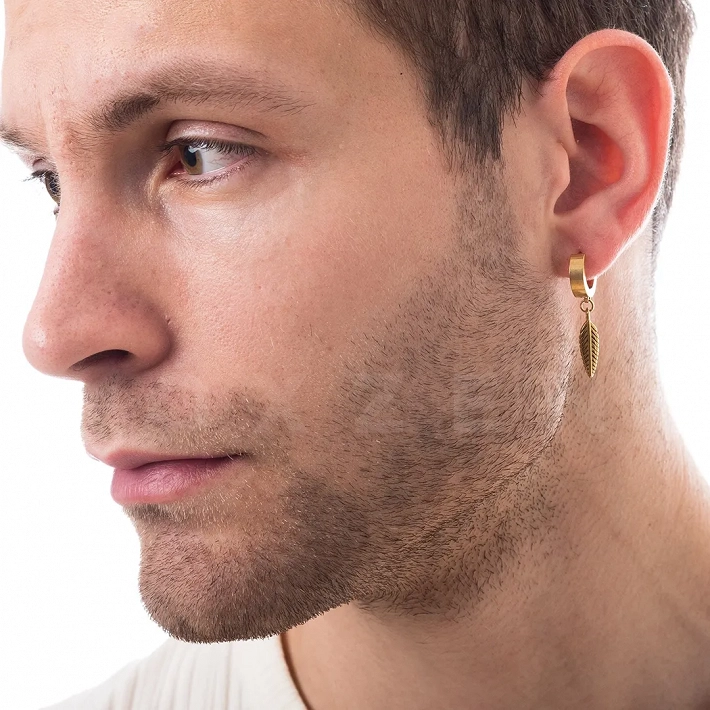 Σκουλαρίκι ανδρικό από ανοξείδωτο ατσάλι κρικάκι με φτερό