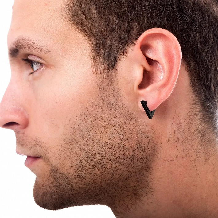 Σκουλαρίκι ανδρικό από ανοξείδωτο ατσάλι, τριγωνικός κρίκος