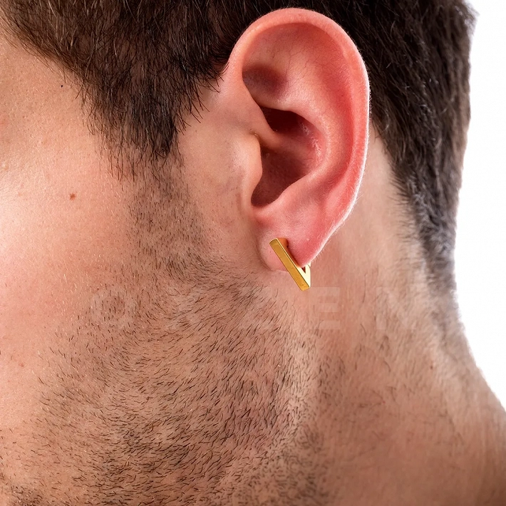 Σκουλαρίκι ανδρικό από ανοξείδωτο ατσάλι, τριγωνικός κρίκος