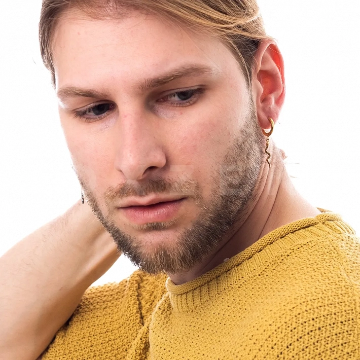 Σκουλαρίκι ανδρικό από ανοξείδωτο ατσάλι κρικάκι με κρεμαστό φίδι