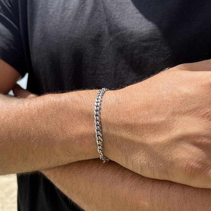 Βραχιόλι ατσάλινο αλυσίδα λεπτή 4mm