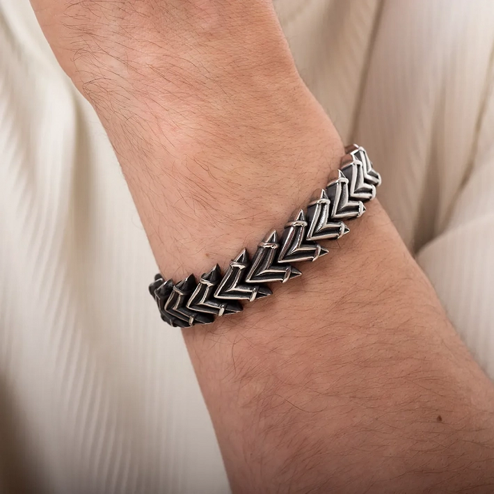 Oxzen βραχιόλι ανδρικό, ατσάλινο με κούμπωμα ασφαλείας