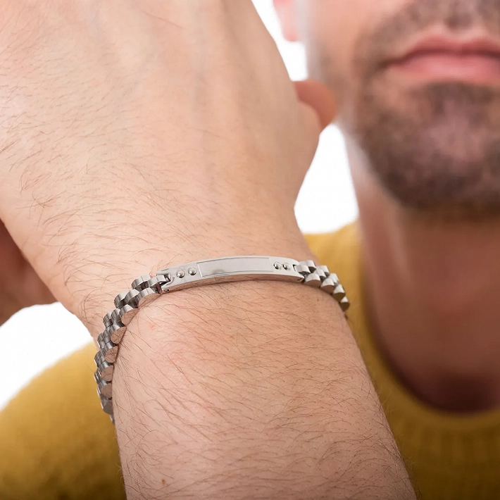Oxzen ανδρικό βραχιόλι από ανοξείδωτο ατσάλι, ταυτότητα