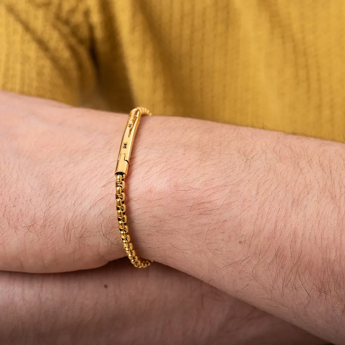 Oxzen ανδρικό βραχιόλι ατσάλινο ταυτότητα κυλινδρική με μαύρα ζιργκόν