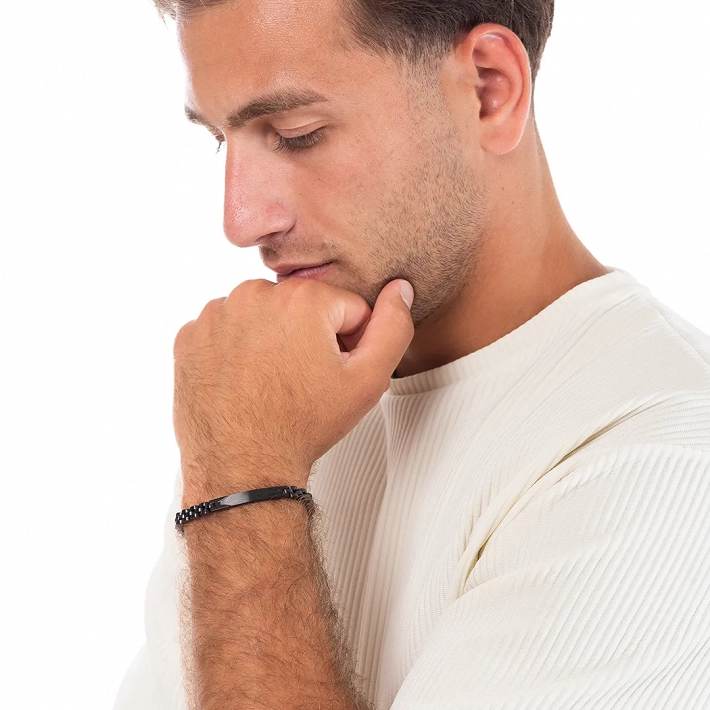 Oxzen ανδρικό βραχιόλι από ανοξείδωτο ατσάλι ταυτότητα ματ