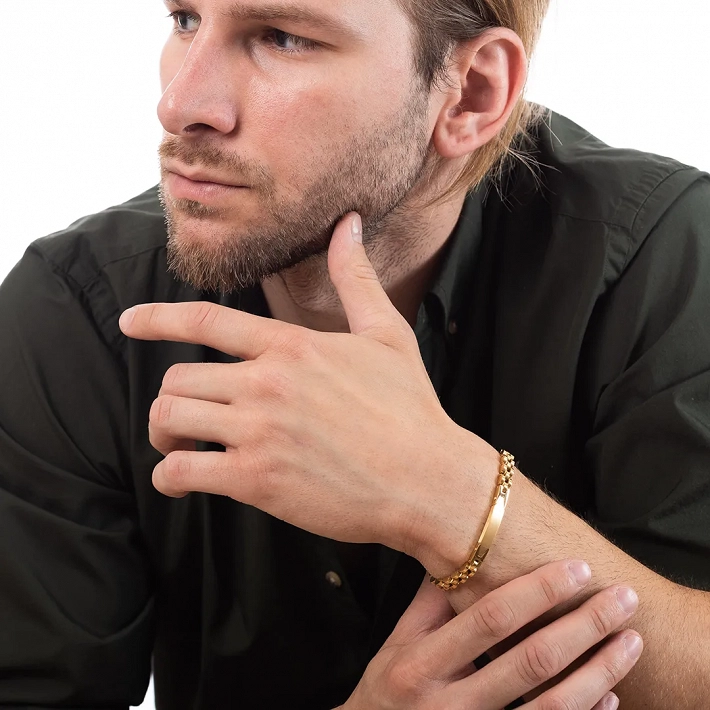 Oxzen ανδρικό βραχιόλι από ανοξείδωτο ατσάλι ταυτότητα ματ