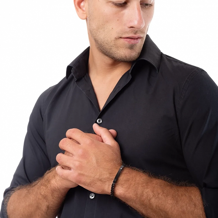 Oxzen ανδρικό βραχιόλι ατσάλινο ταυτότητα τετραγωνισμένη με ένα λευκό ζιργκόν